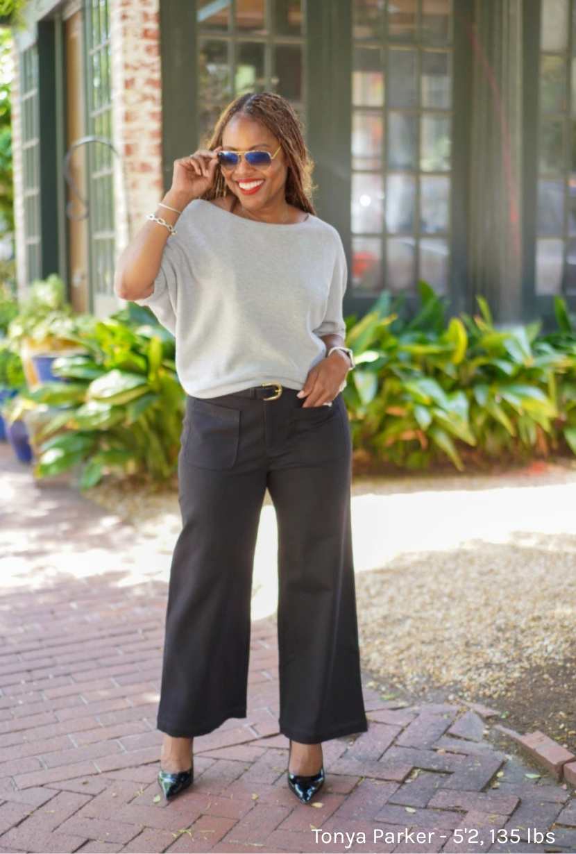 Petite Studio's Billy Denim Wide-Leg Pants in Black Petite