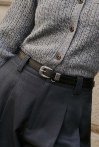 Petite Studio's Black and Silver Textured Leather Belt