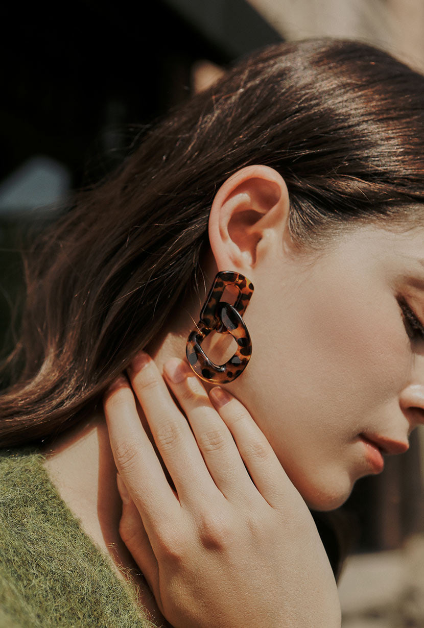 Petite Studio's Brown Tortoise Statement Earrings