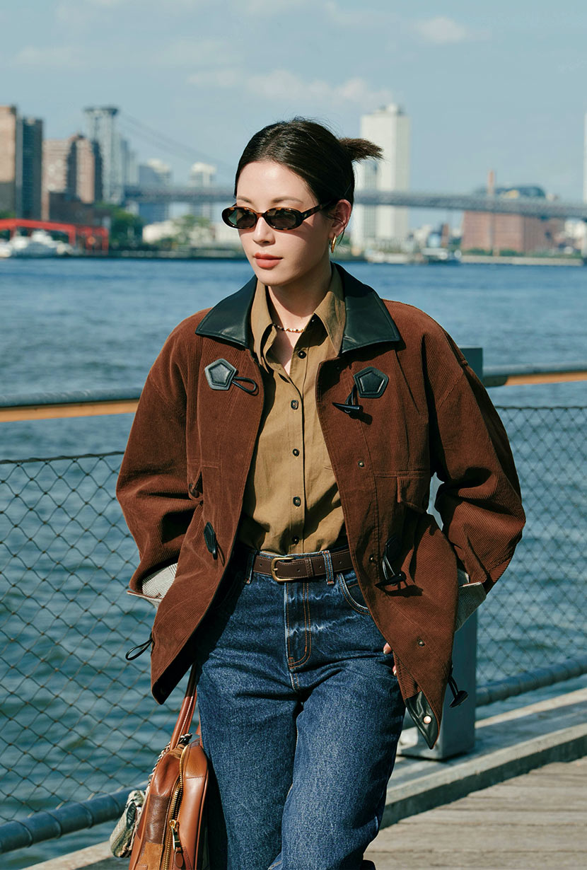 Petite Studio's Bryce Corduroy Barn Jacket in Sepia - Petite