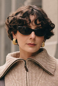 Petite Studio's Gold Ribbed Hoop Earrings