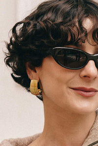 Petite Studio's Gold Ribbed Hoop Earrings