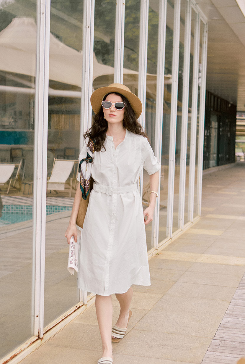 Petite Studio's Miles Cotton Midi Dress in White Petite Clothing