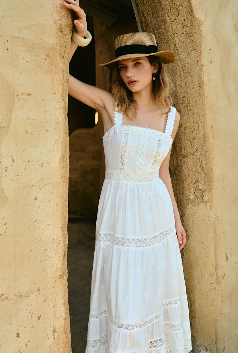Petite Studio's Clarabel Cotton Midi Dress in White
