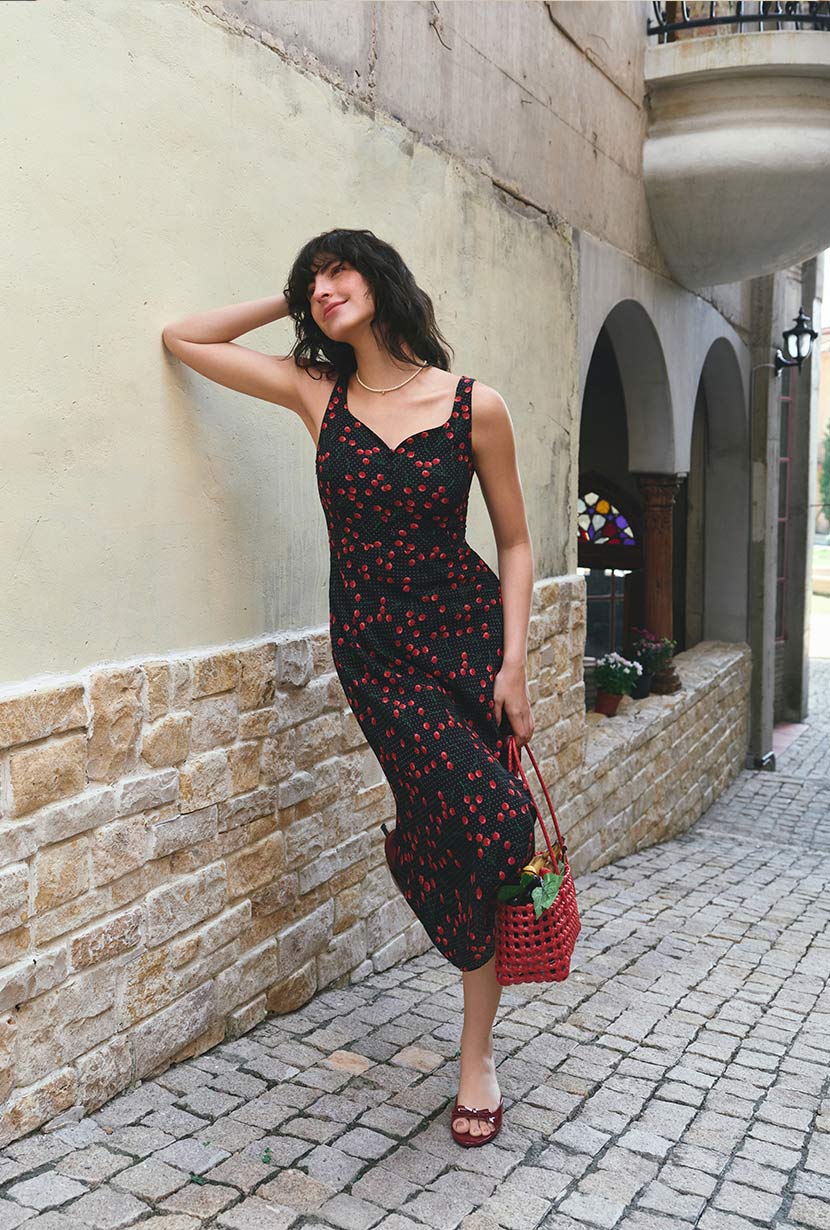 Petite Studio's Fynn Midi Dress in Black Cherry