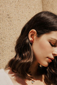 Petite Studio's Red Vintage Enamel Stud Earrings