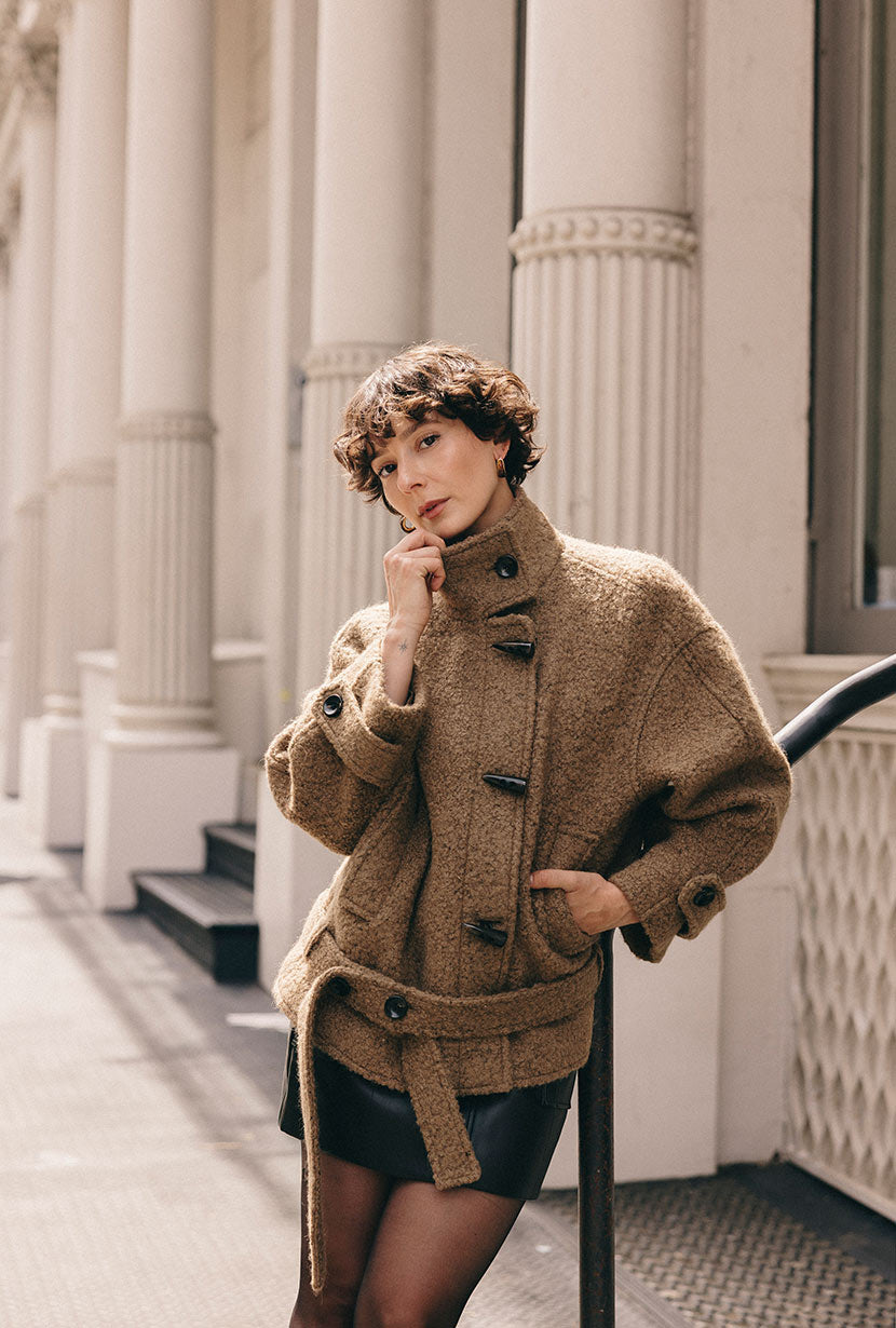 Petite Studio's Cole Wool Short Coat in Brown - Petite Clothing