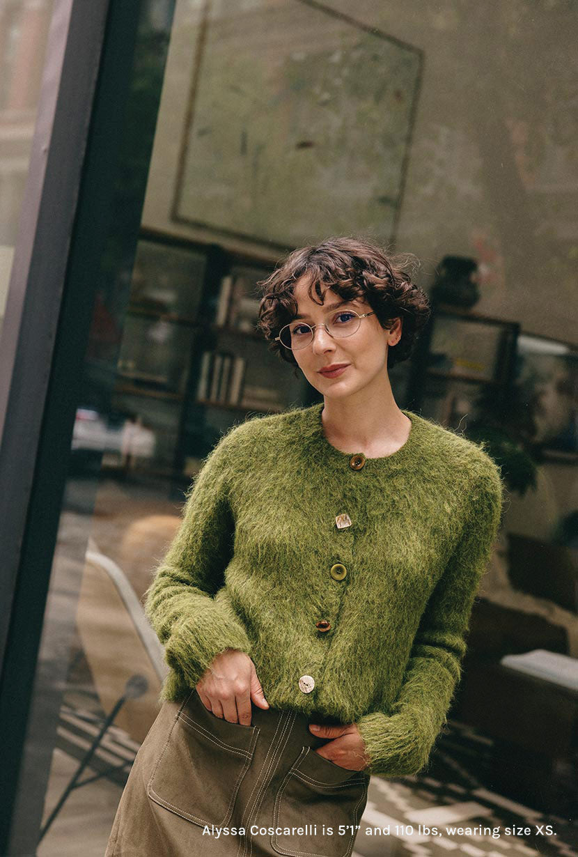 Petite Studio's Brayden Alpaca Cardigan in Olive Green - Petite