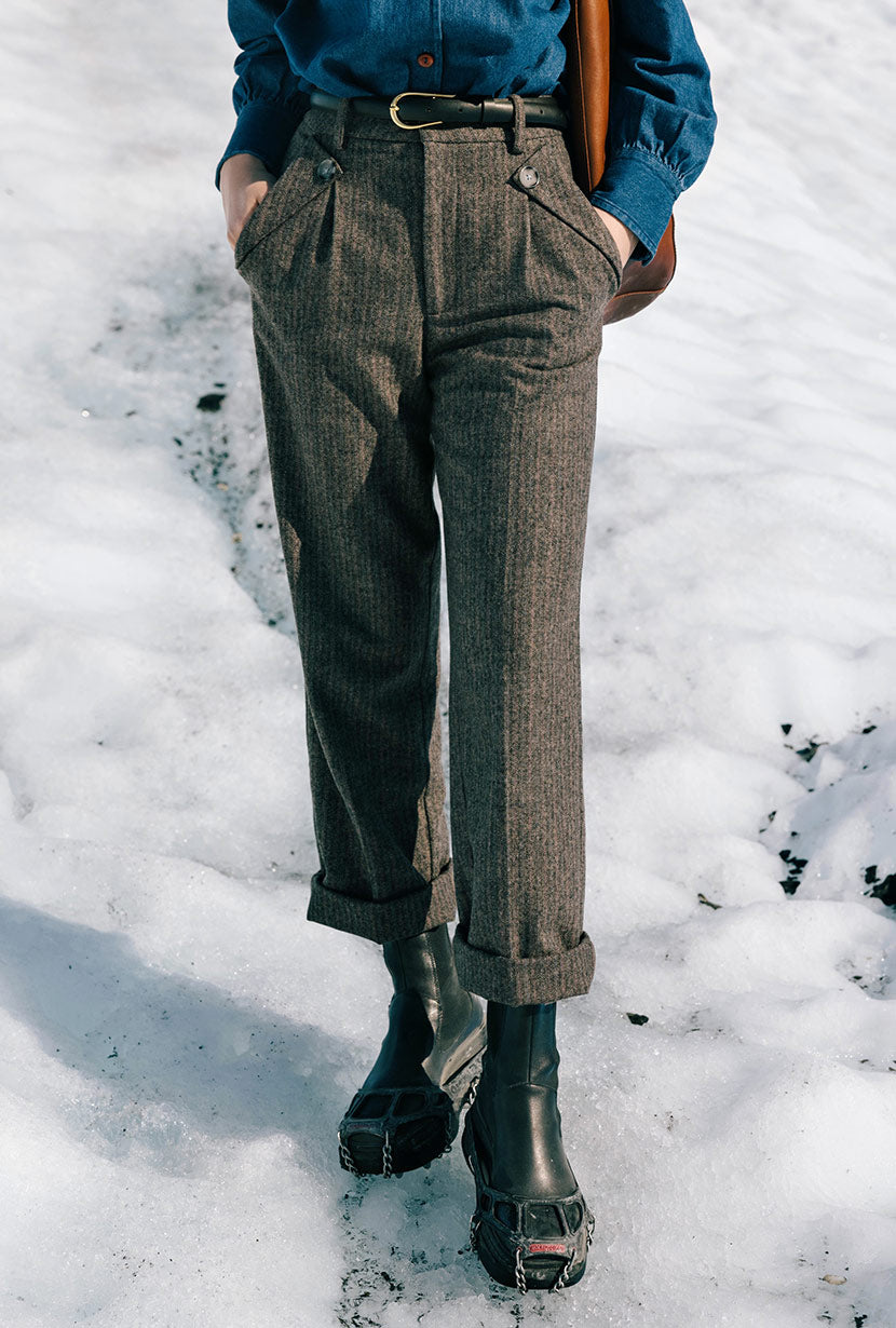 Petite Studio's Reign Wool Pants in Brownstone Petite Clothing for Women