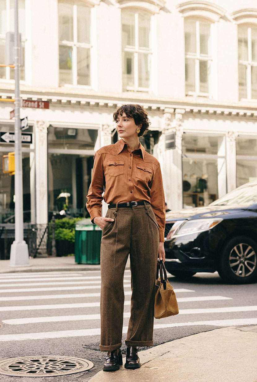 Petite Studio's Reign Wool Pants in Hazelnut - Petite Clothing for