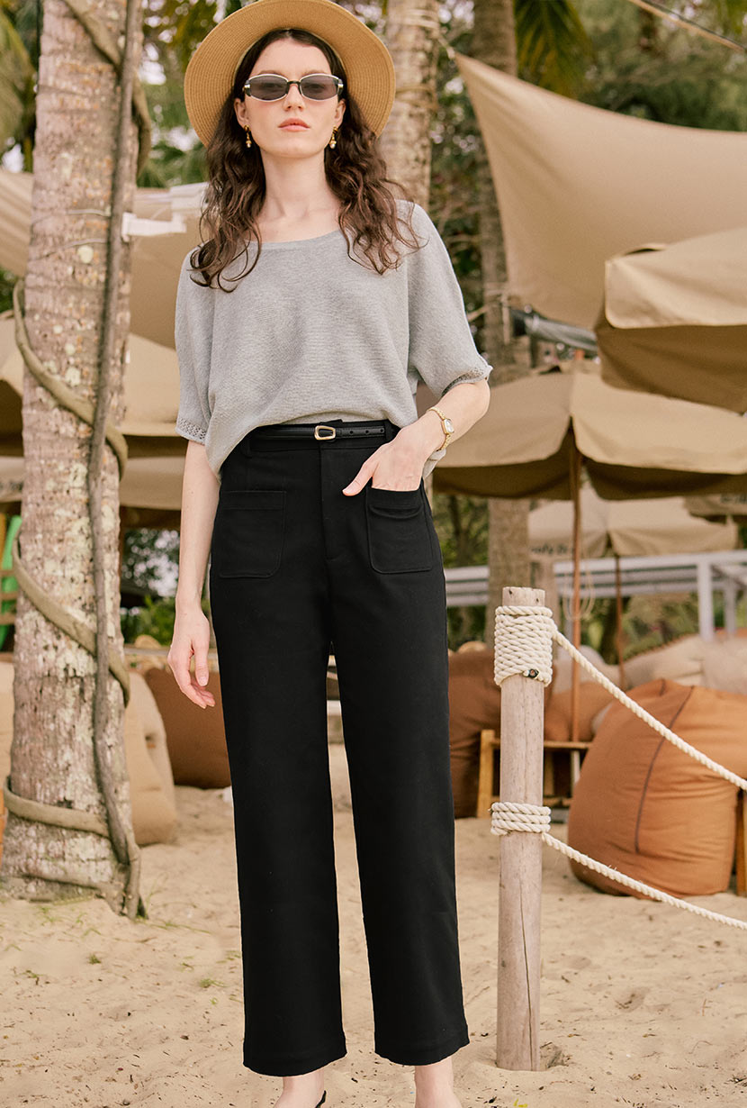 Petite Studio's Billy Denim Wide-Leg Pants in Black Petite