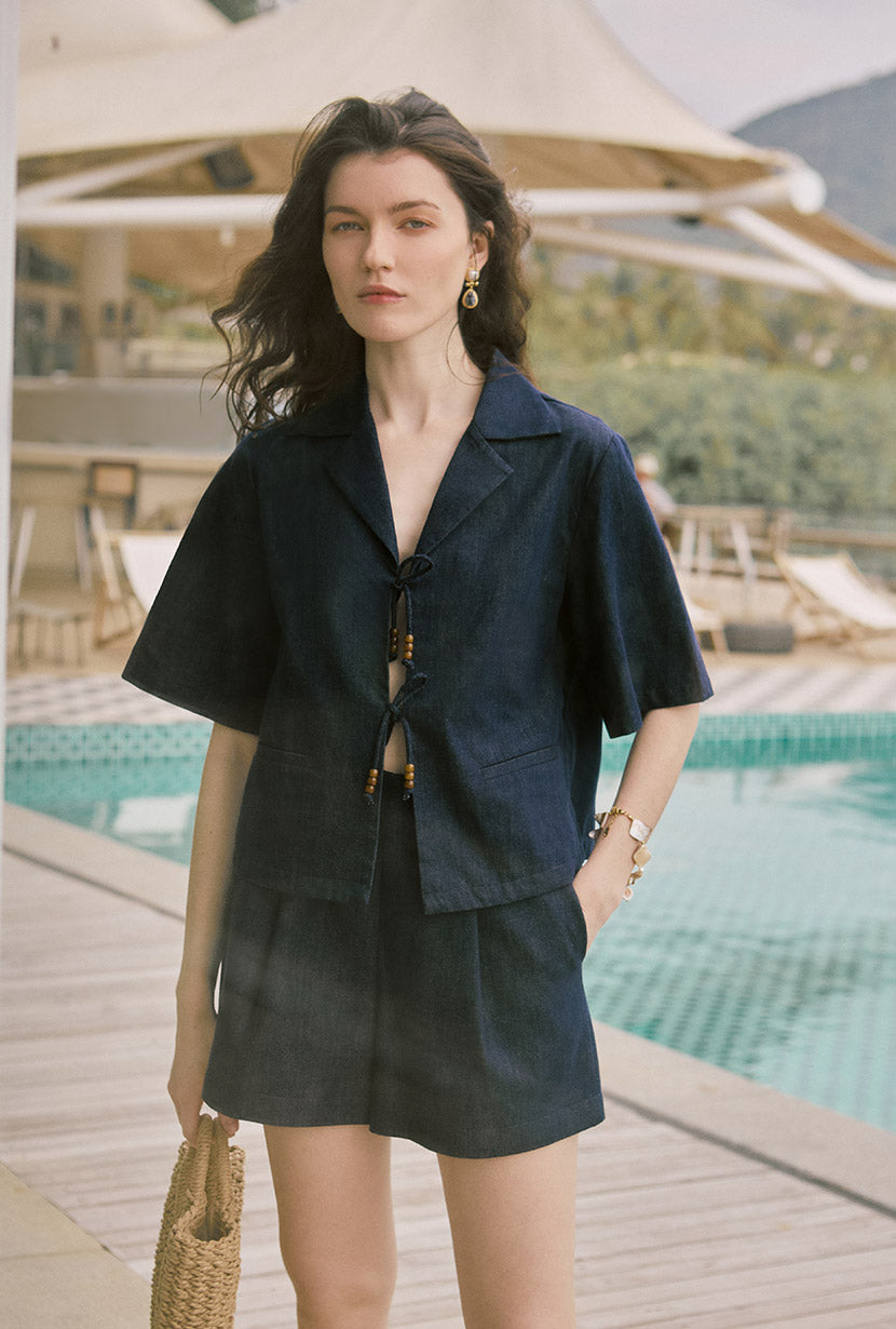 ショートパンツ STUDIO NICHOLSON WIDE LEG SHORTS (LUNA SNW 1544 INDIGO) Luna Short in Indigo– Studio Nicholson