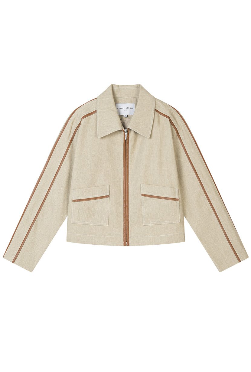 Petite Studio's Emmette Cropped Cotton Jacket in Light Khaki