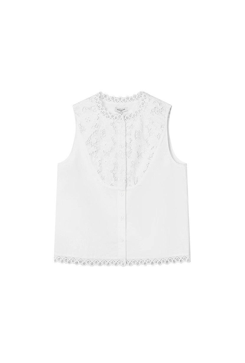 Petite Studio's Coraline Cotton Lace Top in Ivory