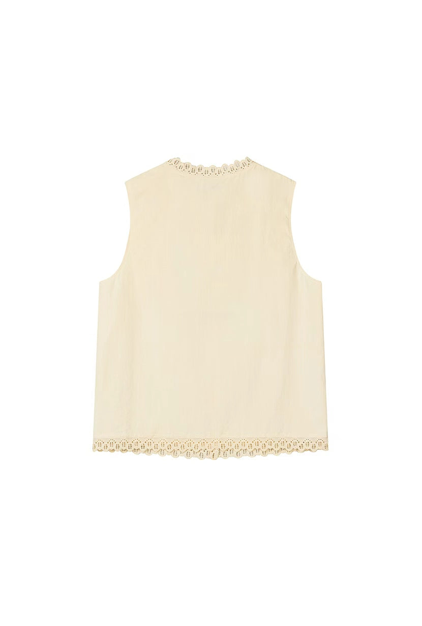 Petite Studio's Coraline Cotton Lace Top in Butter Yellow