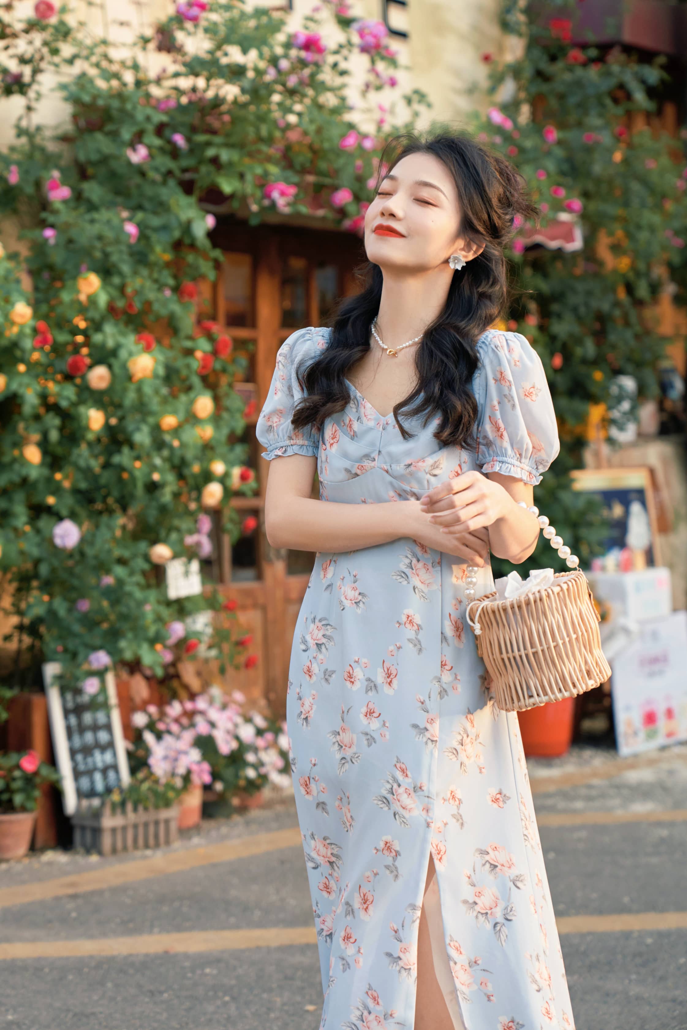 Korean Lilac Floral Dress – LovelyMadness Clothing Malaysia
