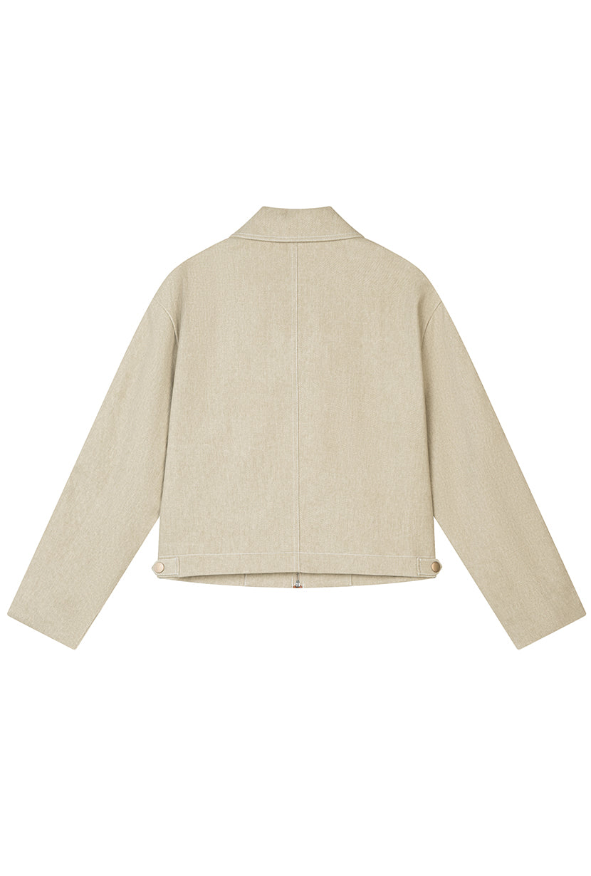 Petite Studio's Emmette Cropped Cotton Jacket in Light Khaki
