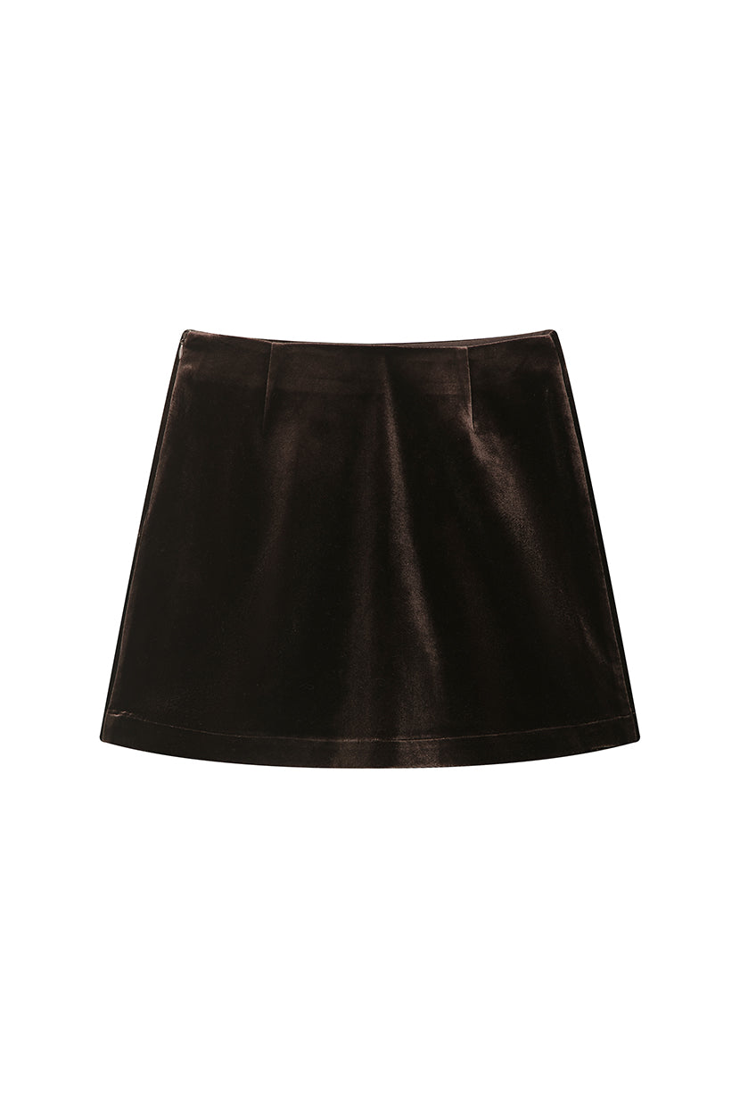 Petite Studio's Manon Velvet Skirt in Brown
