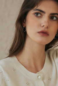 Petite Studio's Meliora Silver and Black Bead Drop Earrings