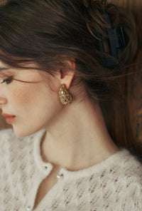 Petite Studio's Pascoe Gold Teardrop Dome Earrings 