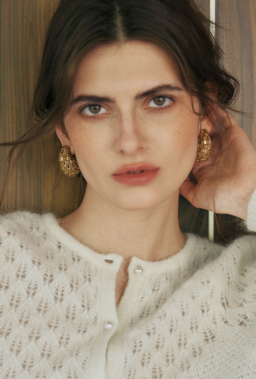Petite Studio's Pascoe Gold Teardrop Dome Earrings 