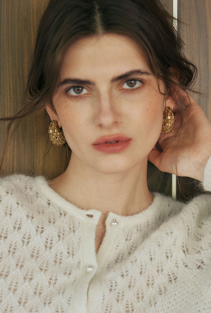 Petite Studio's Pascoe Gold Teardrop Dome Earrings 
