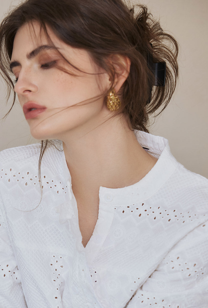 Petite Studio's Pascoe Gold Teardrop Dome Earrings 