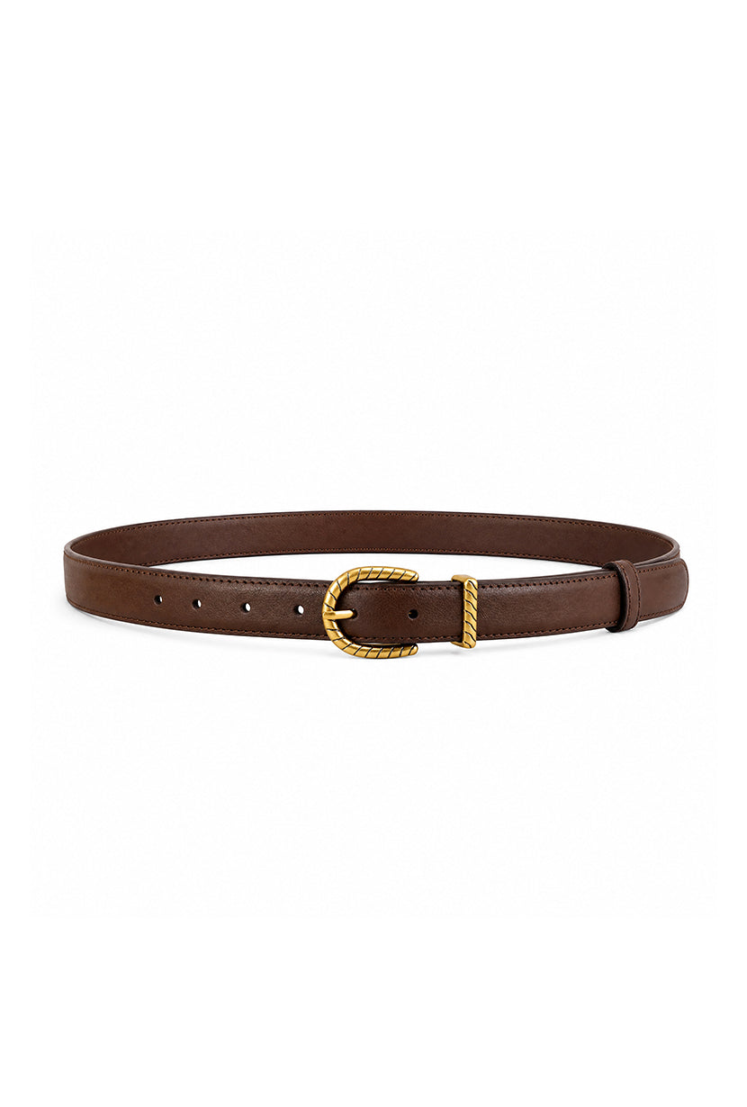 Petite Studio's Anselm Brown and Gold Leather Belt 