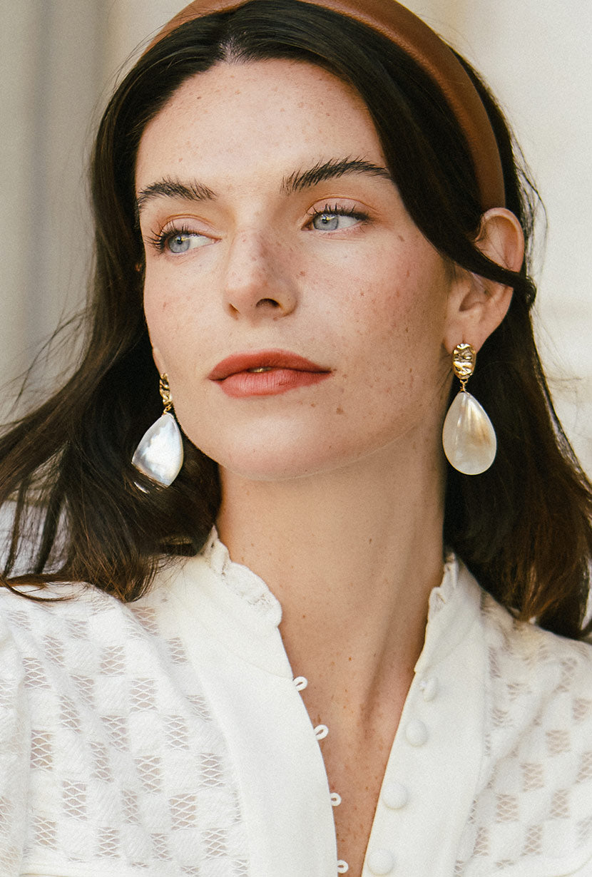 Petite Studio's Baroque Mother of Pearl Drop Earrings