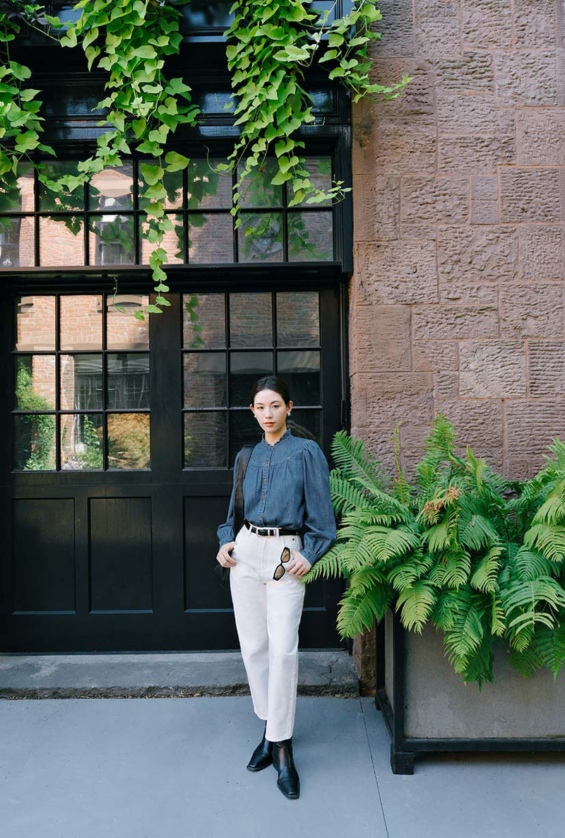 Petite Studio's Bethany Denim Blouse in Indigo