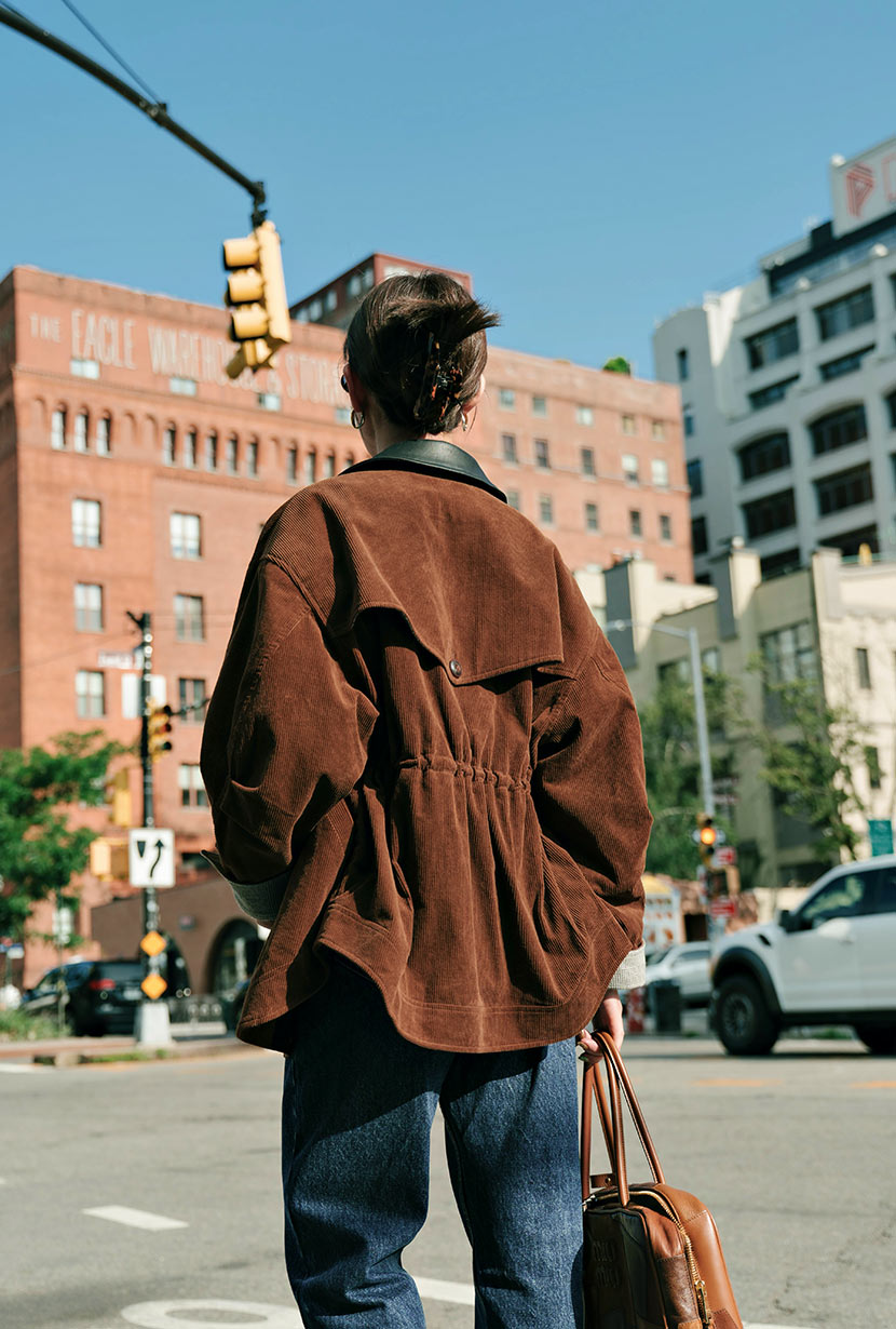 Petite Studio's Bryce Corduroy Barn Jacket in Sepia - Petite