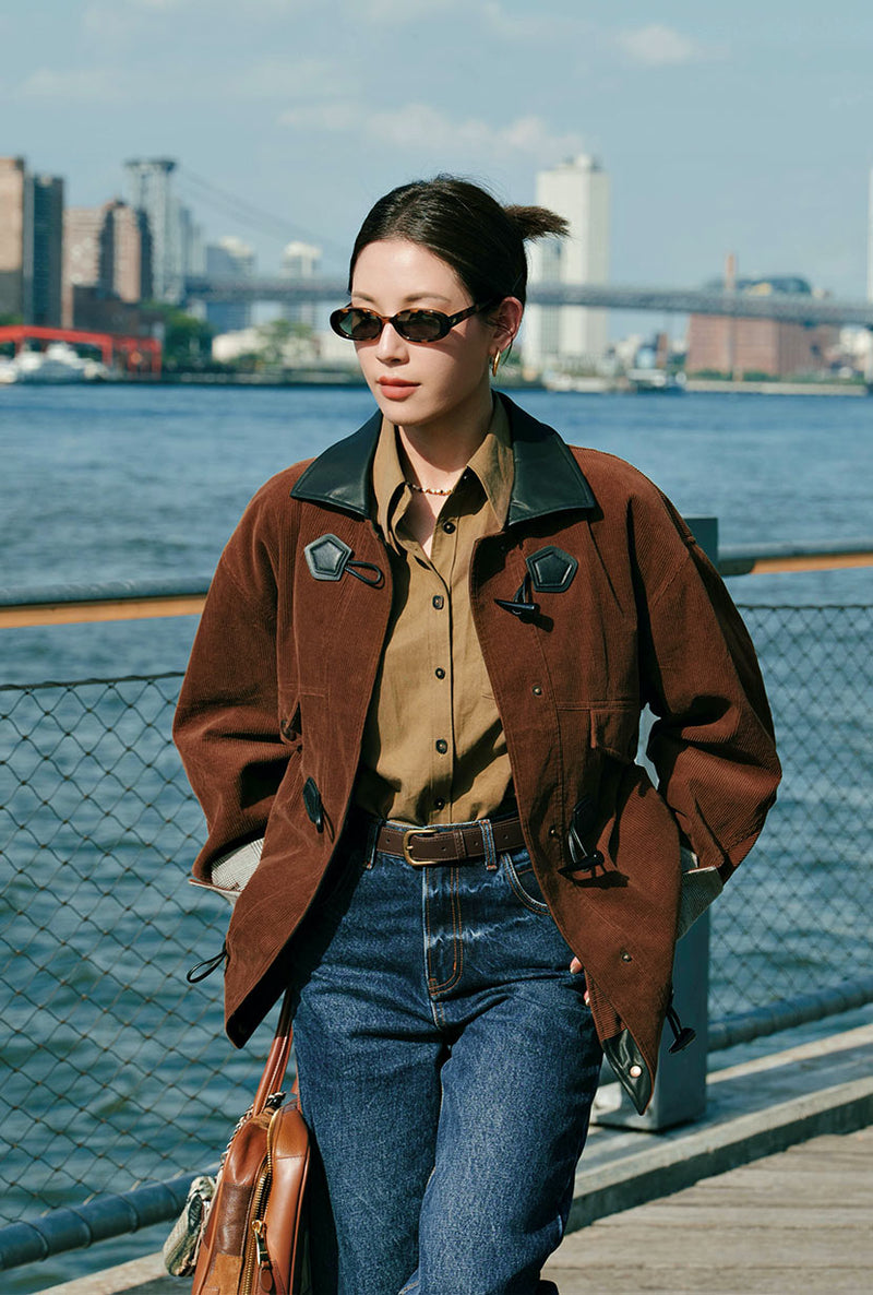 Petite Studio's Bryce Corduroy Barn Jacket in Sepia
