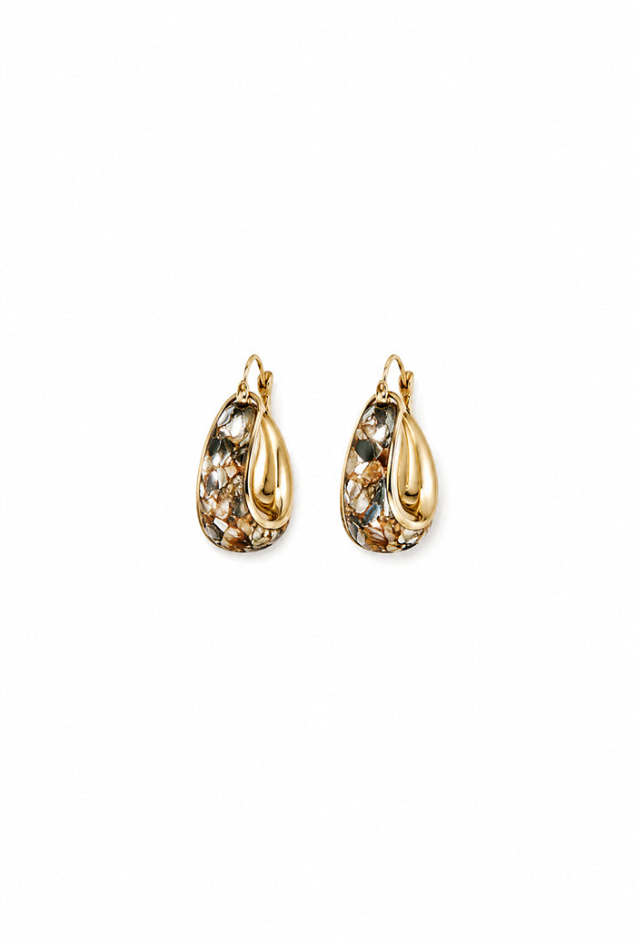 Petite Studio's Calidore Inlaid Abalone Shell Hoop Earrings
