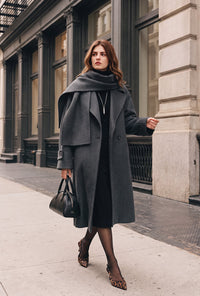 Petite Studio's Carina Wool Scarf Coat in Charcoal

