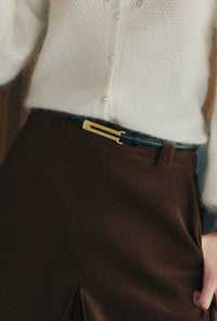 Cyrillar Black and Golden Buckle Thin Leather Belt