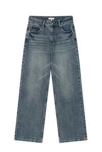 Petite Studio's Cayden Mid Rise Straight Leg Jeans in Blue 