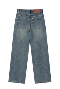 Petite Studio's Cayden Mid Rise Straight Leg Jeans in Blue 
