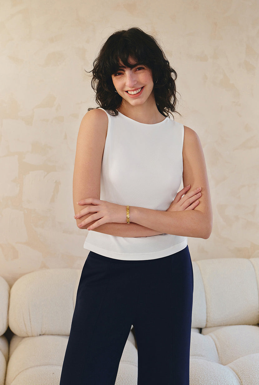 Petite Studio's Elyse Jersey Top in White 