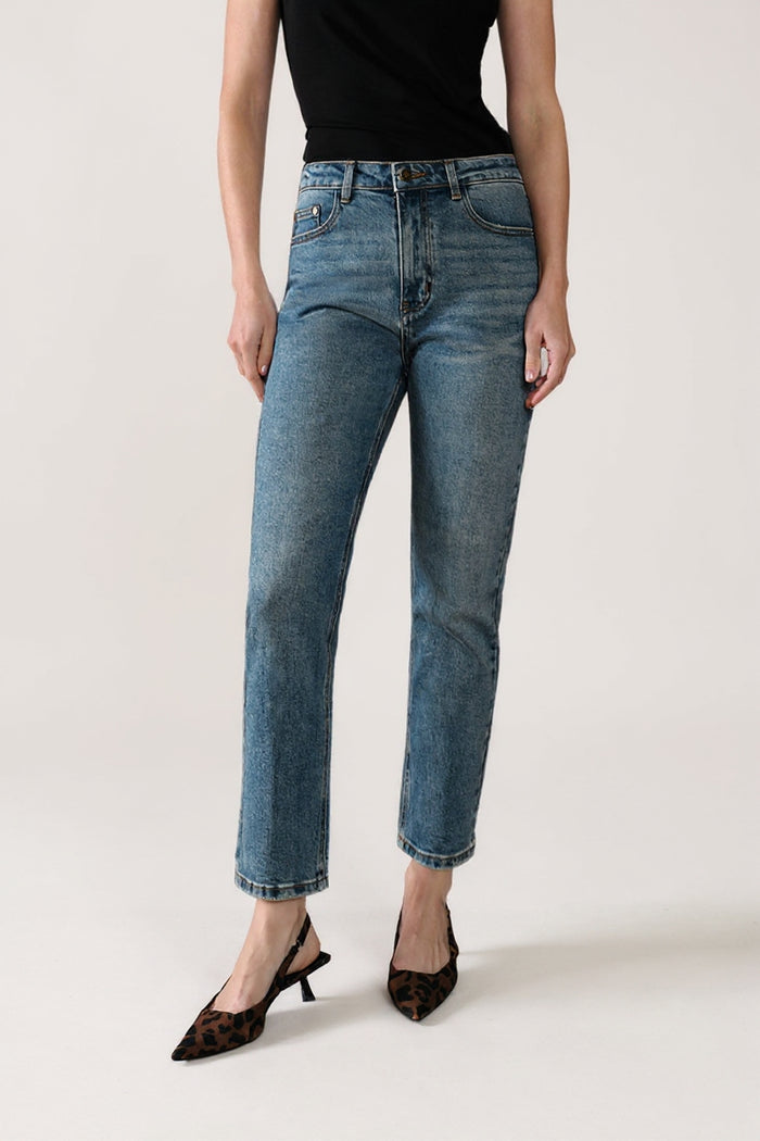 Petite Studio's Enid High-Rise Slim Ankle Jeans in Blue 