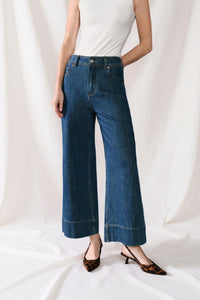 Petite Studio's Esme High-Rise Wide-Leg Cropped Jeans in Vintage Indigo