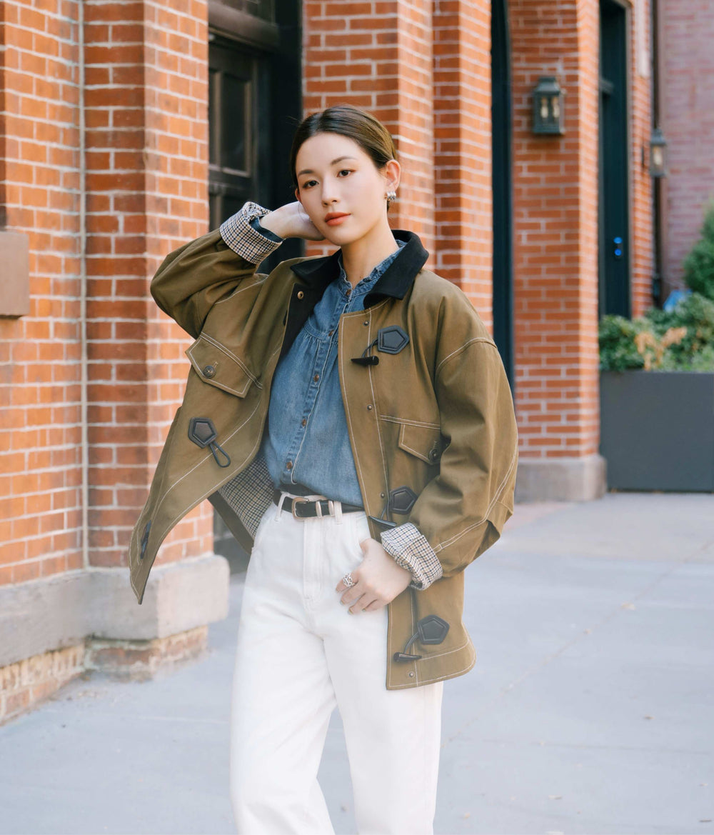 Model wearing Petite Studio Fall25 collection