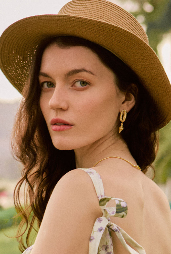 Petite Studio's Gold Seashell Charm Earrings 