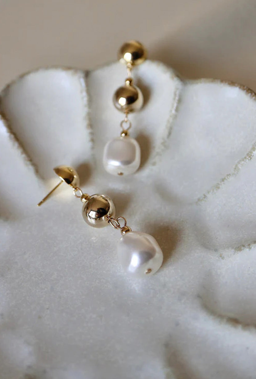 Buy Twirly Pearl Drop Earrings | Boldiful