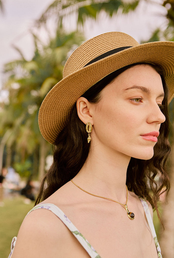 Petite Studio's Gold Seashell Charm Earrings 
