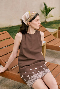 Petite Studio's Gorgie Embroidered Dress in Chocolate