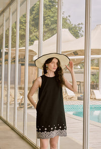 Petite Studio's Gorgie Embroidered Dress in Black