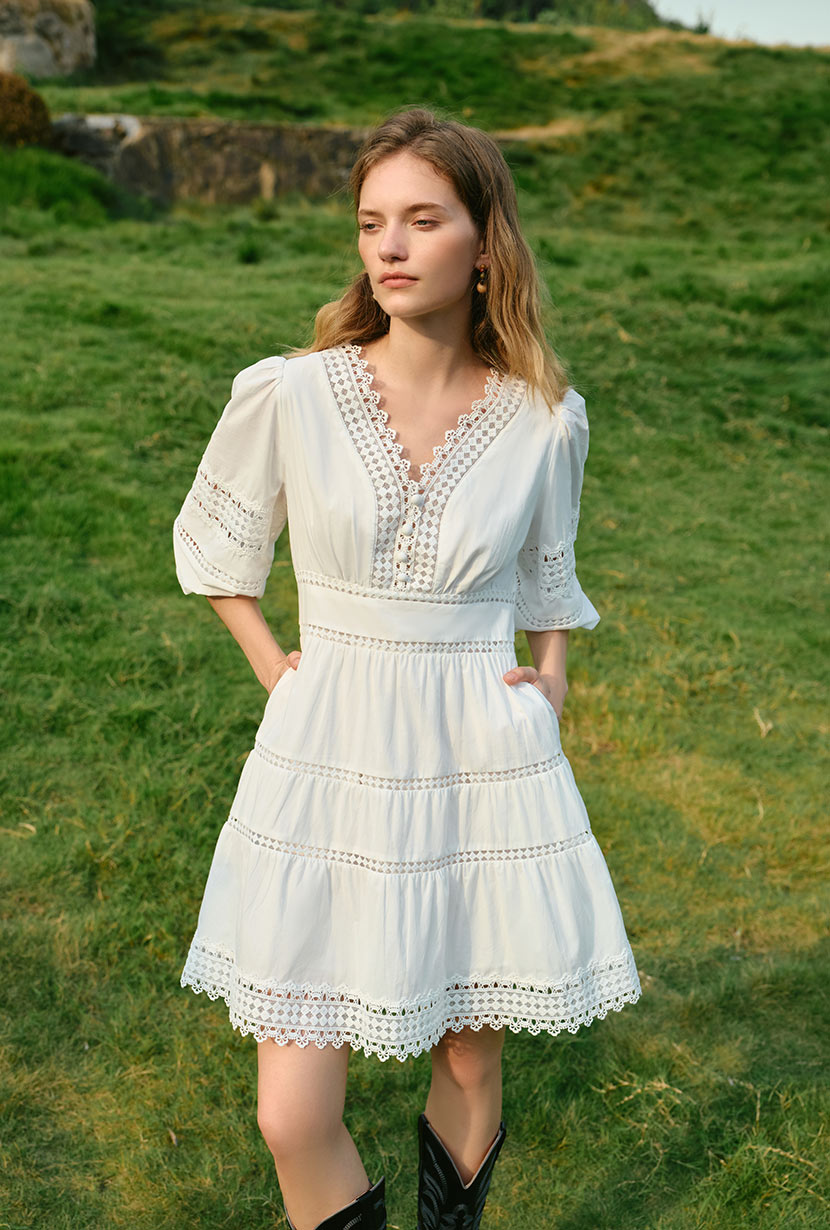 Petite Studio's Calista Cotton Dress in White - Petite Clothing for Women S / White Petite Studio's Calista Cotton Dress in White - Petite Clothing for Women S / White