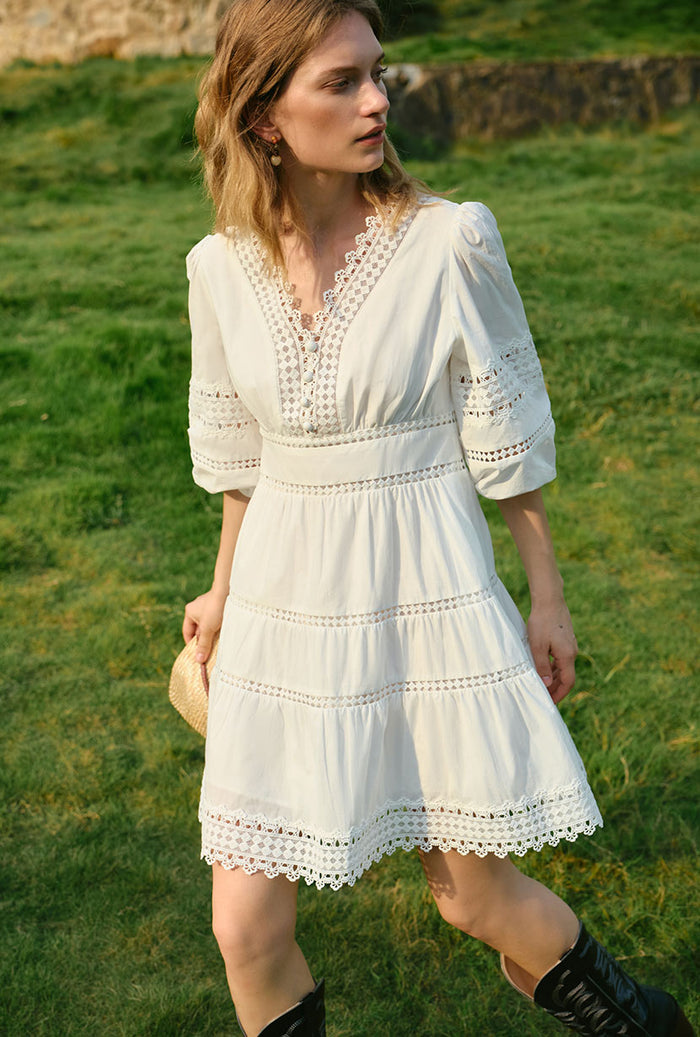 Petite Studio's Calista Cotton Dress in White