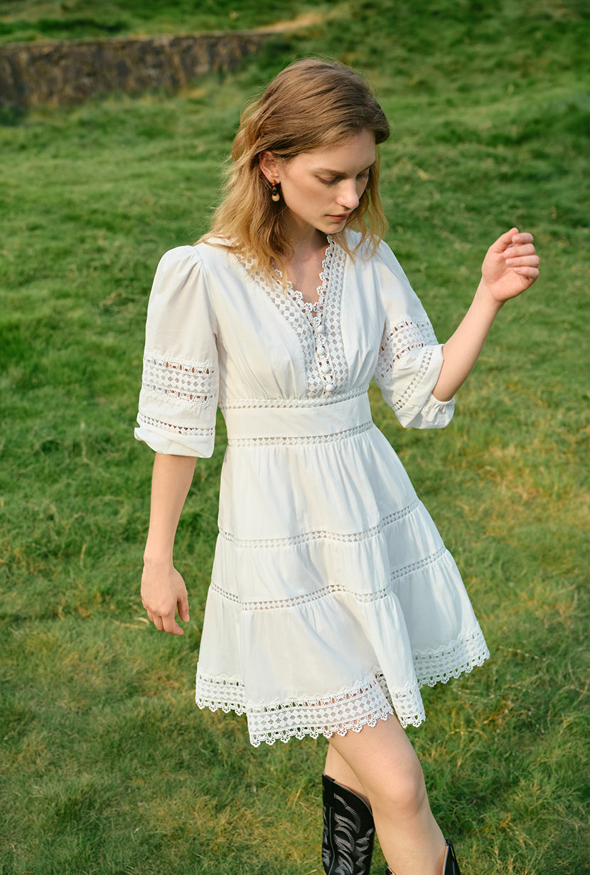 Petite Studio's Calista Cotton Dress in White