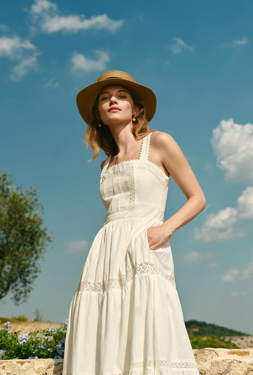 Petite Studio's Clarabel Cotton Midi Dress in White